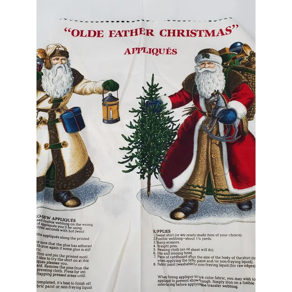 Vintage VIP Fabrics Olde Father Christmas Applique Cotton Fabric Panel Victorian